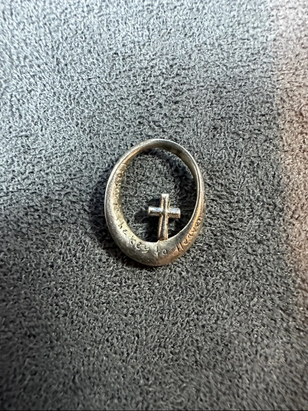 Sterling Silver Cross Oval Pendant in Silver